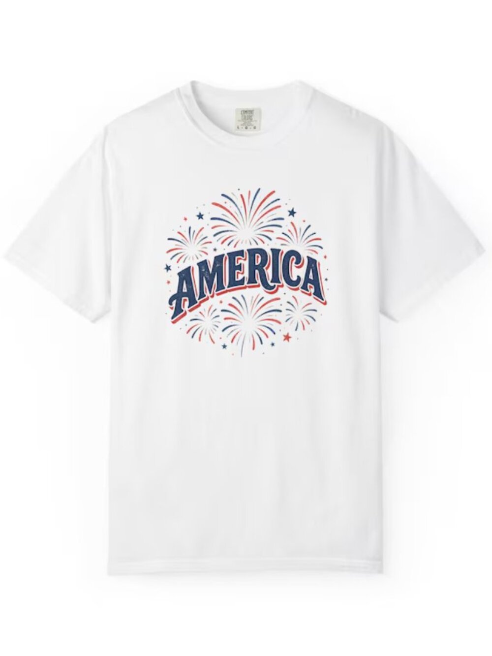 NWT Comfort Colors America Fireworks Graphic Tee | Size Large